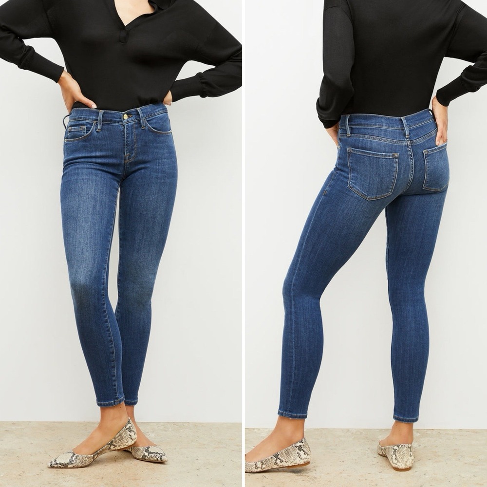 FRAME Denim Le Skinny‎ De Jeanne Blue Jeans Womens Size 28 Mid Rise Minimalist